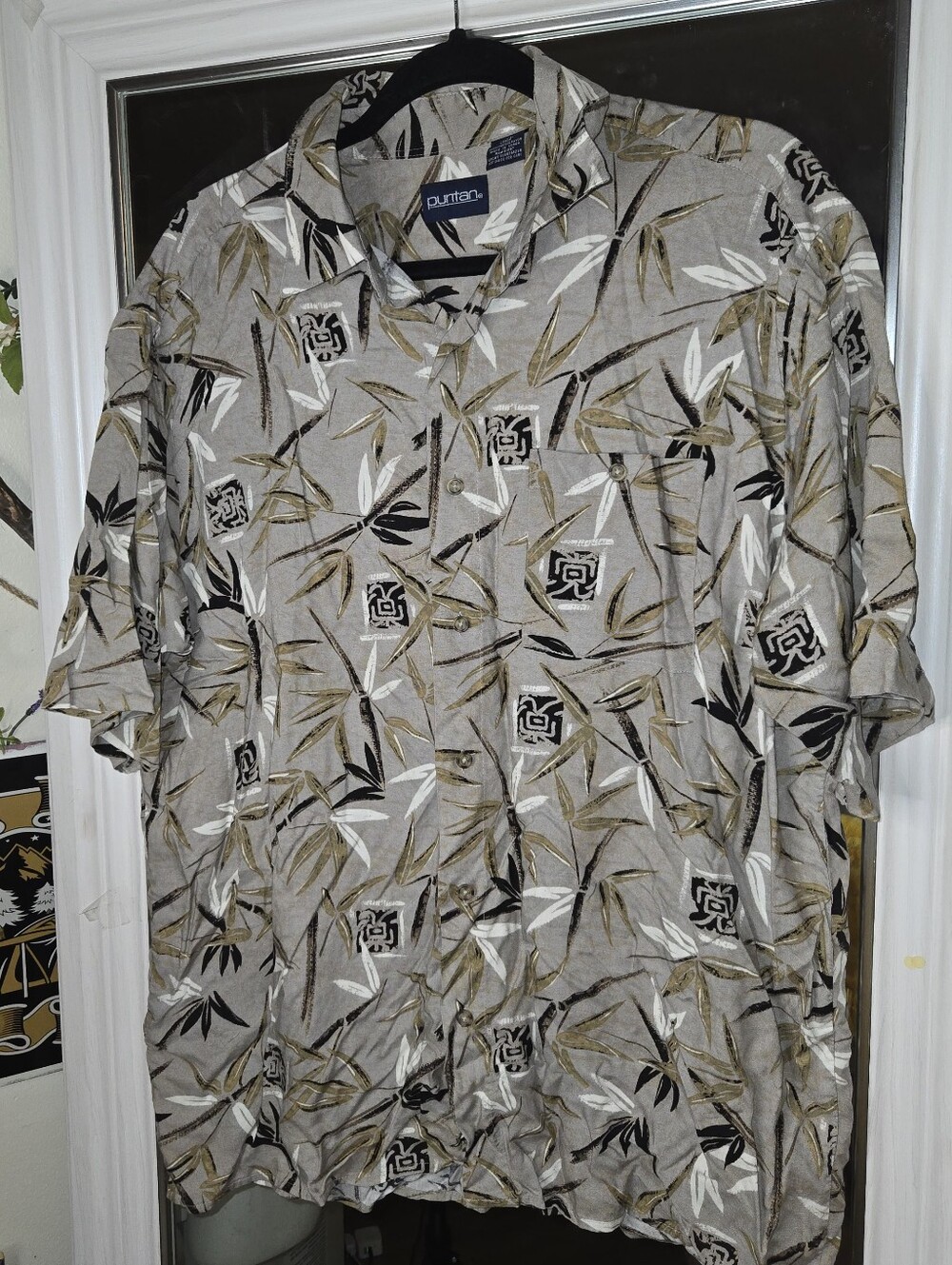 Vintage Puritan Bamboo Rayon Short Sleeve Button Down Shirt Large